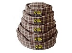 Oval Dog Bed Basket Brown Tartan Oval Washable Various Sizes